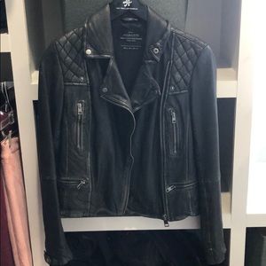 AllSaints Black Leather Moto Jacket